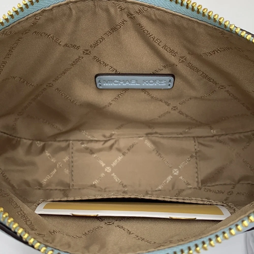 MICHAEL KORS Dover Small Half Moon Leather Crossbody Bag Vista Blue color